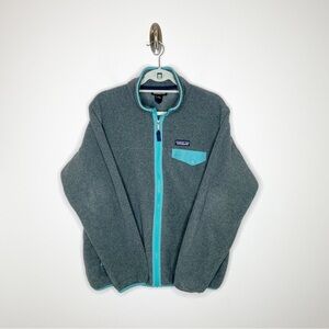 Patagonia Synchilla Full Zip Snap T Fleece Jacket Women's Gray Teal